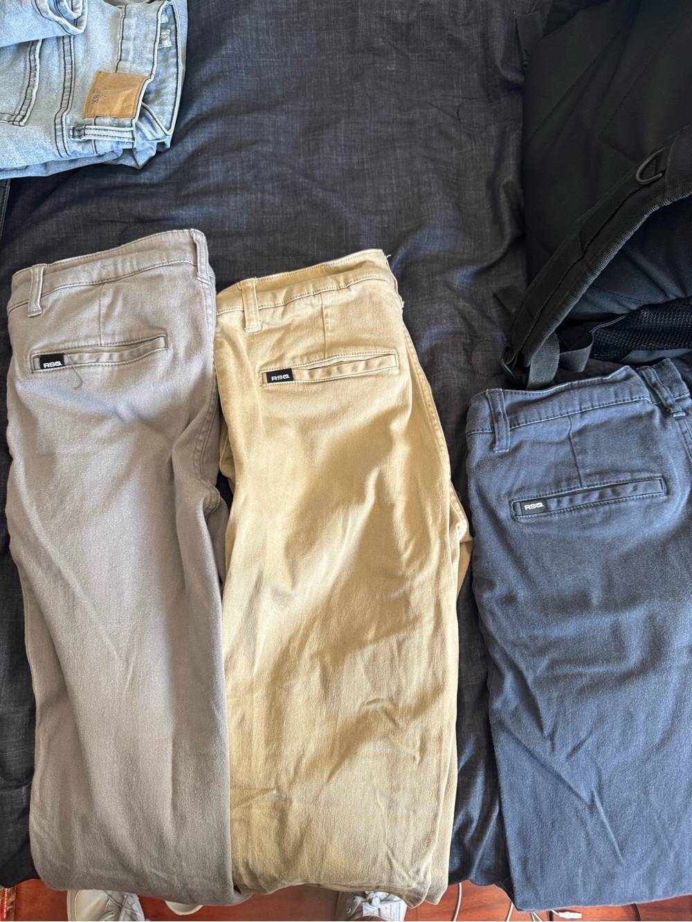 RSQ Men's Chino Pants in Gray, Tan, and Navy